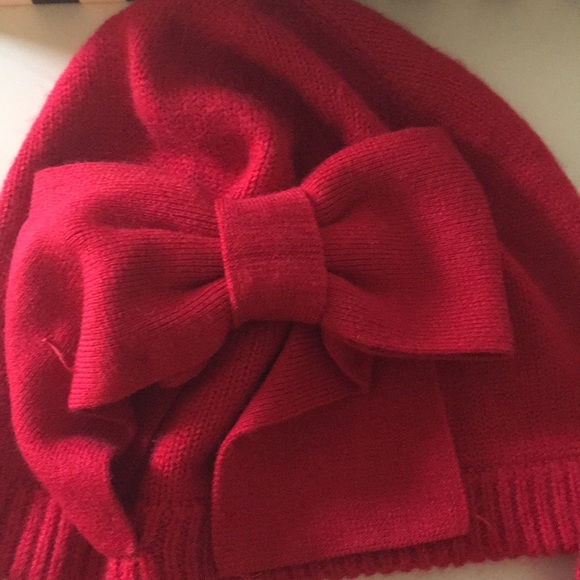 100 💯 Authentic RED BOW Kate Spade hate& gloves - Picture 2 of 6